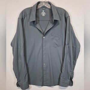 KÜHL Men’s Large Gray Button Up Shirt Outdoor Hiking Lightweight Performance